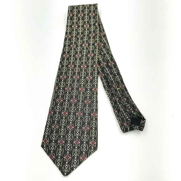 Claybrooke Mens Black Geometric Silk Tie - Picture 3 of 6